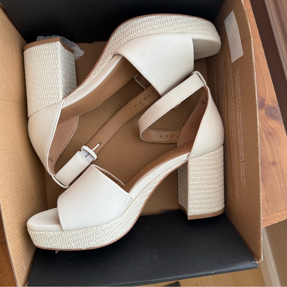 Elegant Cream Block Heel Sandals